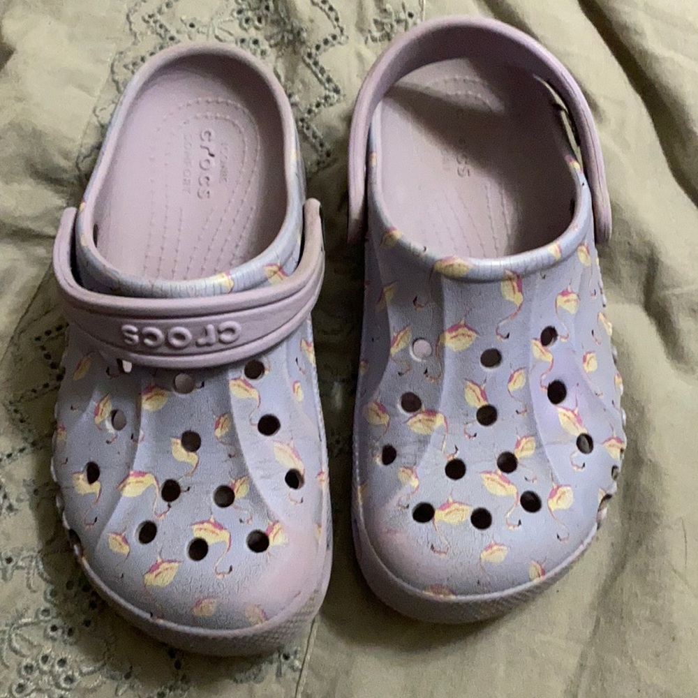 Girls size 13 flamingo crocs